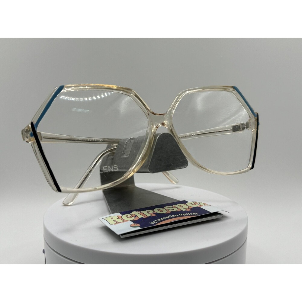 True Vintage Eyeglasses NOS Original Demo Lens Eyedeal Joyce Clear/Blue Frame - Picture 3 of 10